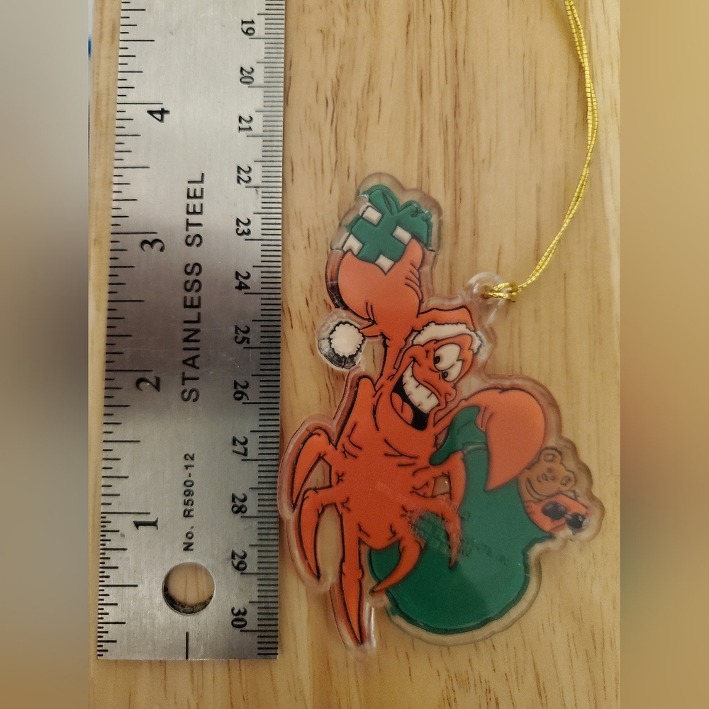 Vintage Walt Disney Sébastien The Little Mermaid Acrylic Flat Christmas Ornament